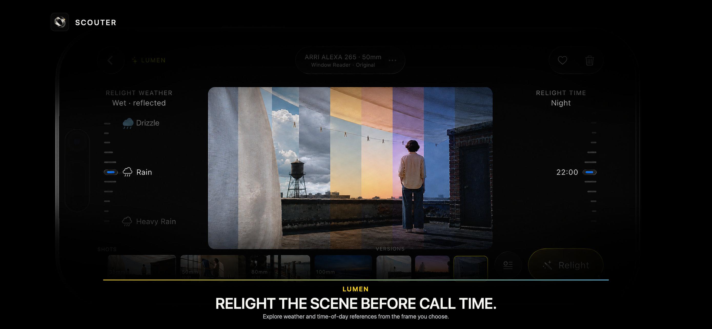 Scouter App Store screenshot introducing Lumen AI lighting references